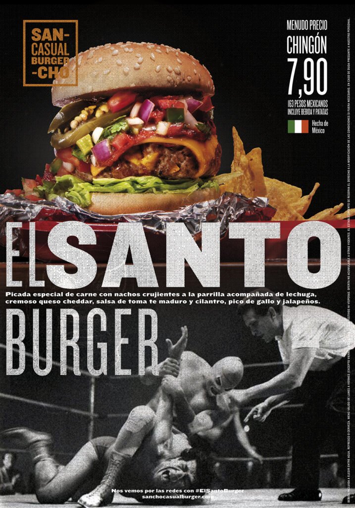 El Santo Burger. Creación de Sancho Casual Burger en 2017.