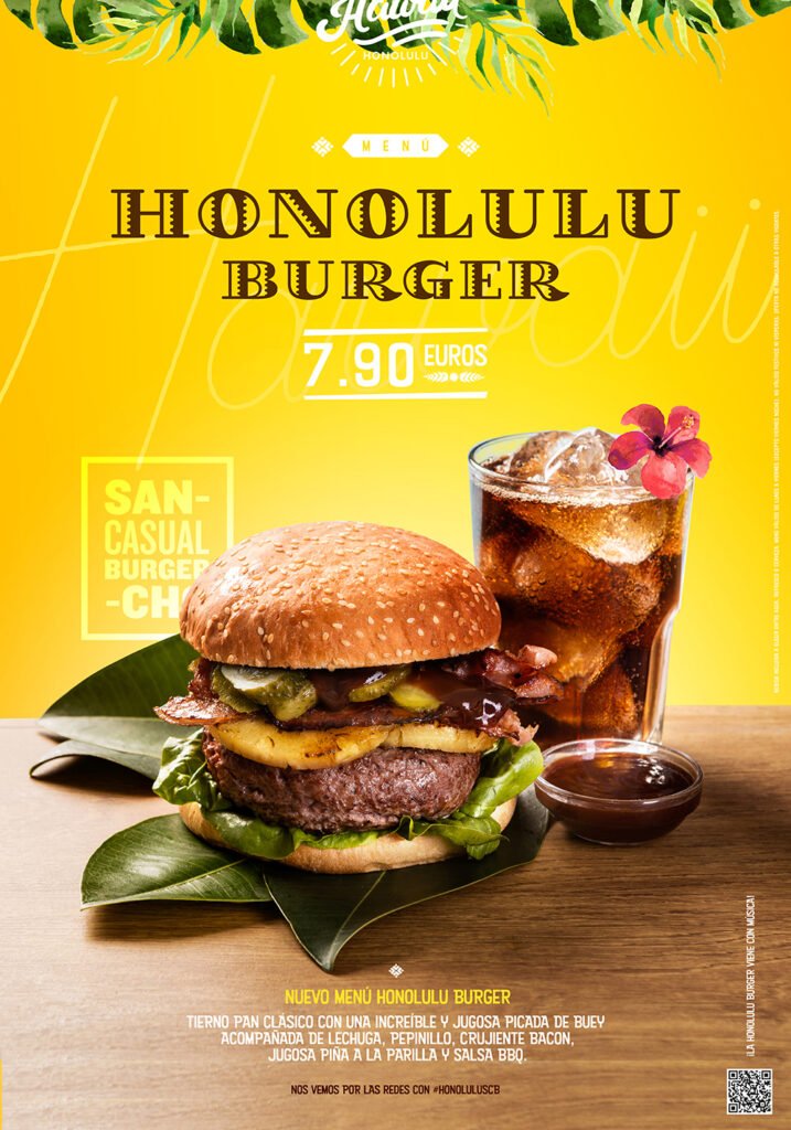 Honolulu Burger. Creación de Sancho Casual Burger en 2016.